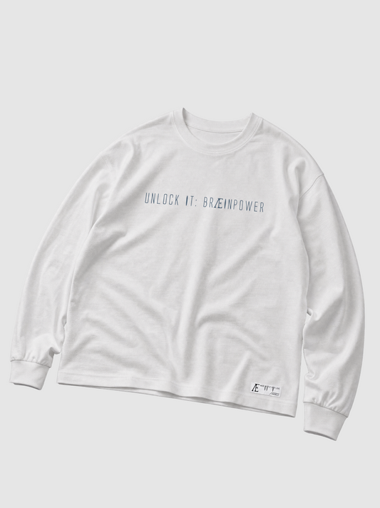 Unlock It: Braeinpower | White Oversized Longsleeve